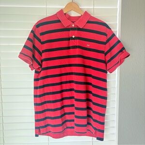 VTG Ralph Lauren Polo Shirt Classic Red Black Striped Short Sleeve Men’s Size XL